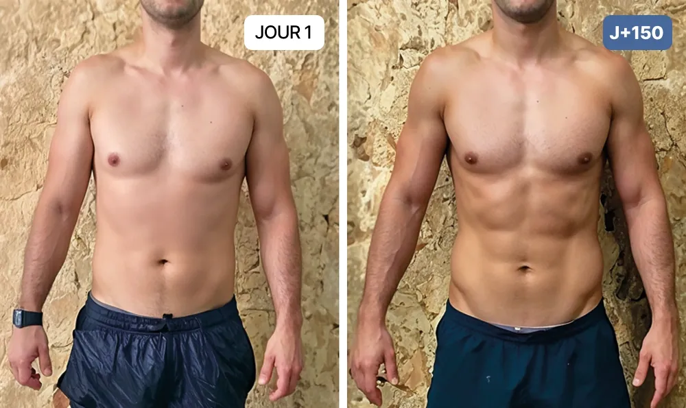 Nuclever Cortisol Manager Vorher Nachher Mann — definierterer Körper nach 150 Tagen
